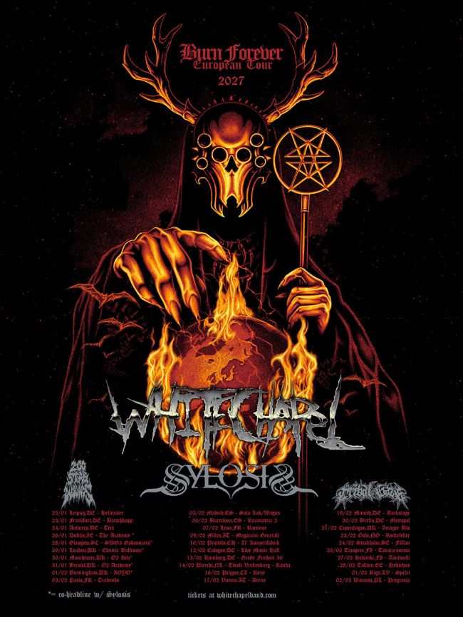 Die Daten zur "Burn Forever Europe Tour 2027" von WHITECHAPEL